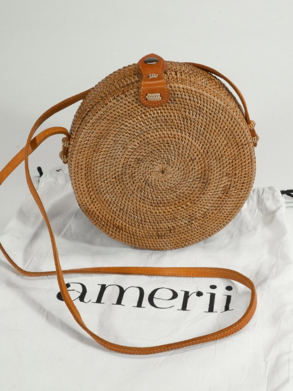 Amerii Women's Honey Brown Rattan Crossbody Bag
